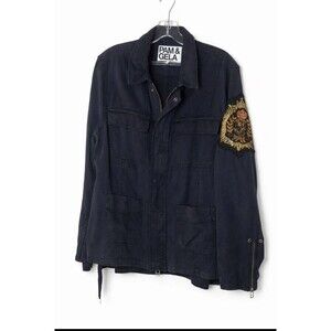PAM & GELA  Femininist Gangsta Cargo Jacket Pocket Side Tie Embellished Patch L